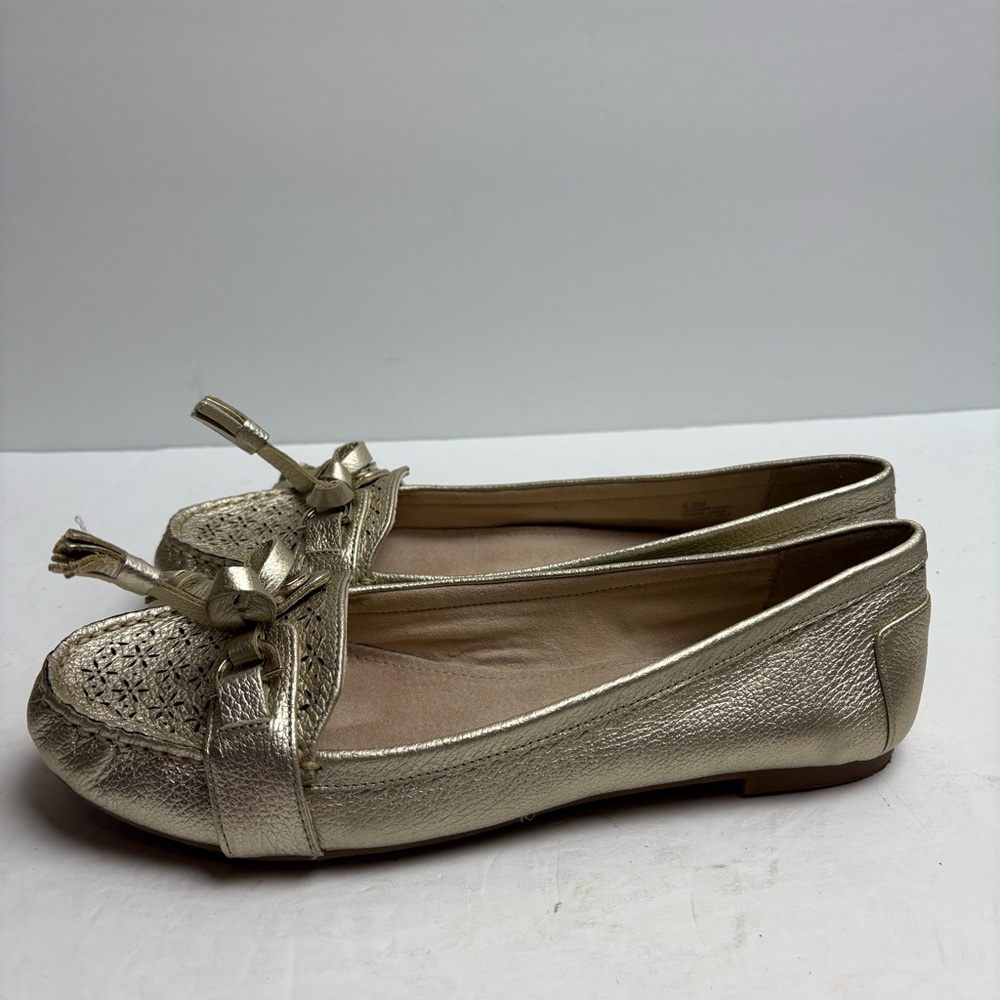 NWT Alex Marie Gold Courtney Totes Gold Moccasin Flats Women’s size 9.5 Leather - Picture 2 of 10